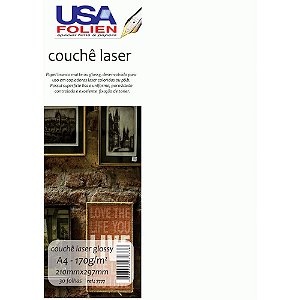 Papel Fotográfico Laser A4 GLOSSY Couchê 170G Pacote com 30 Folhas