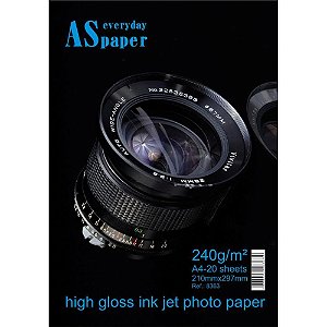 Papel Fotográfico INKJET A4 HIGH GLOSSY 240G - Pacote com 20 Folhas