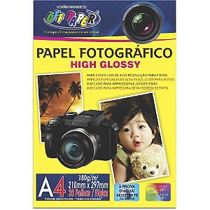 Papel Fotográfico INKJET A4 HIGH GLOSSY 180G – Pacote com 20 Folhas