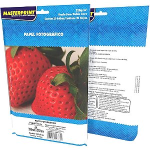 Papel Fotográfico INKJET A4 GLOSSY Dupla Face 220G Pacote com 20