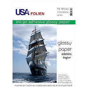 Papel Fotográfico INKJET A4 GLOSSY Adesivo 80G Pacote com 10