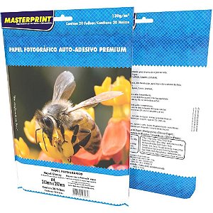 Papel Fotográfico INKJET A4 GLOSSY Adesivo 130G Premium Pacote com 20