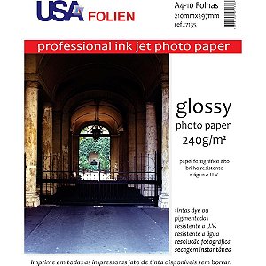 Papel Fotográfico INKJET A4 GLOSSY 240G Pacote com 10