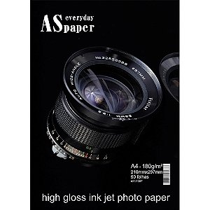 Papel Fotográfico INKJET A4 GLOSS Everyday Paper 180G, Pacote com 50 Folhas