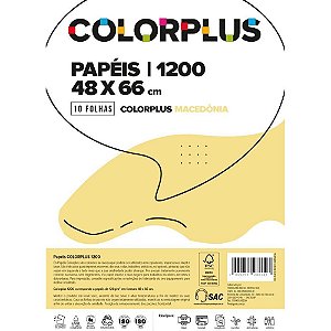 Papel Cartolina Dupla Face Color PLUS 48X66CM 120G Amarelo PCT com 10
