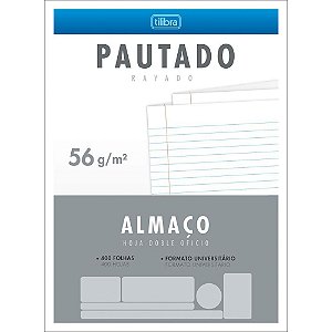 Papel Almaço Académie Pautado com Margem 203X277MM - Pacote com 400 Folhas