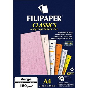 Papel A4 Vergê Rosa 180G Caixa com 50 Folhas