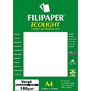 Papel A4 Vergê Branco Ecolight 180G - Caixa com 20 Unidades
