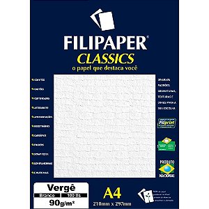 Papel A4 Vergê Branco Classics 90G Caixa com 100 Folhas