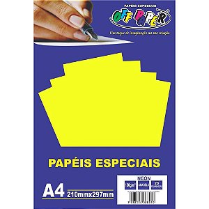 Papel A4 Neon Amarelo 180G - Caixa com 20 Folhas