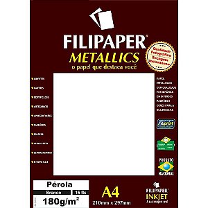Papel A4 Metálico Pérola Branco 180G - Pacote com 15 Folhas