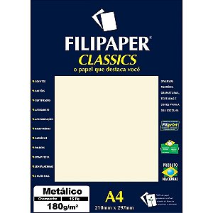 Papel A4 Metálico Champanhe 180GR Pacote com 15
