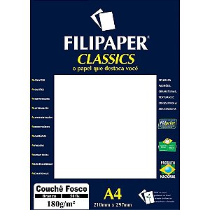 Papel A4 Couchê Branco Fosco 180G Caixa com 50 Folhas