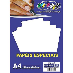 Papel A4 Couchê Branco 170G - Pacote com 50 Folhas