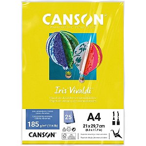 Papel A4 Color IRIS Vivaldi Amarelo 185G Pacote com 25 Folhas