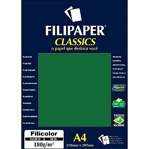 Papel A4 Color Filicolor Verde 180G Pacote com 50 Folhas