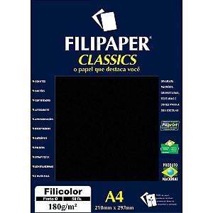 Papel A4 Color Filicolor Preto 180G PCT com 50
