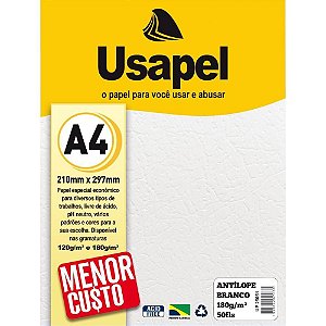 Papel A4 Antilope Usapel Branco 180G CX com 50
