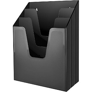 Organizador de Escritório Expositor Triplo Vertcal Preto