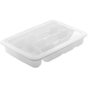 Organizador de Cozinha Porta Talher com Tampa Branco