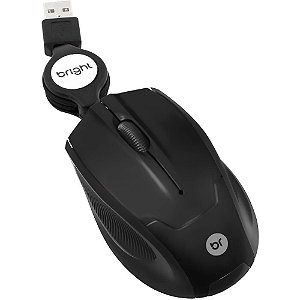 Mouse Mini óptico USB Brasil 1000DPI Retrátil Preto