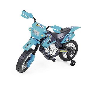 Moto Elétrica Motocross Heróis 6V Azul Infantil