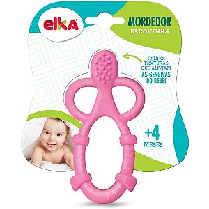 Mordedor Infantil Escovinha Rosa +4 Meses