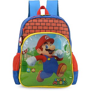 Mochila Infantil Mario Grande Azul