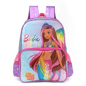 Mochila Infantil Barbie Grande com Puxador Emborrachado