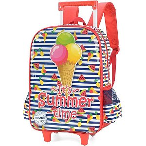 Mochila Infantil com Rodinhas UP4YOU Sorvete Vermelha