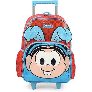 Mochila Infantil com Rodinhas Mônica Grande Vermelha