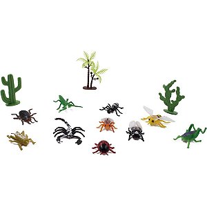 Miniatura Colecionável KIT Insetos PVC Grande 13 Peças