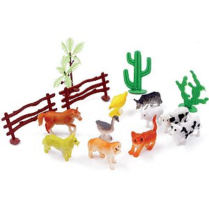 Miniatura Colecionável KIT Fazenda PVC Grande 15 PCS
