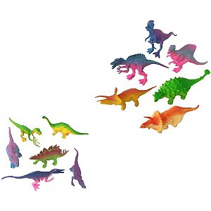 Miniatura Colecionável KIT Dinossauros 6 PCS Neon (S)