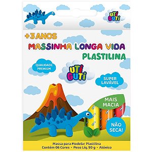 Massa para Modelar Utiguti 90G 6 Cores Longa Vida Pacote com 12