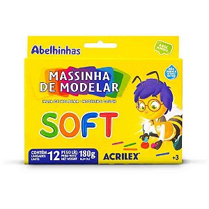 Massa para Modelar SOFT com 12 Cores Foscas Base de Amido