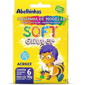 Massa para Modelar SOFT com 06 Cores 90G com Glitter - Pacote com 06
