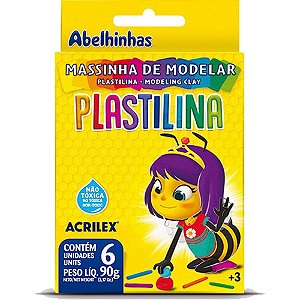 Massa para Modelar Plastilina com 06 Cores 90G - Pacote com 12