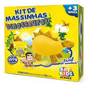 Massa para Modelar Criativa ART KIDS Dinossauro 3 Amarelo