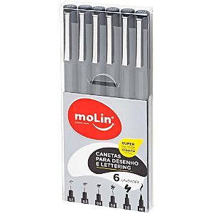 Marcador Artístico para Lettering com 5 Pontas + 1 Pincel - COR Preta