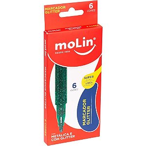 Marcador Artístico Glíter 6 Cores