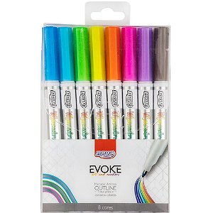 Marcador Artístico Evoke Outline 8 Cores BLCOM 08
