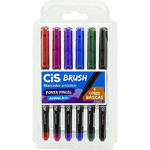 Marcador Artístico CIS BRUSH Aquarelável 6 Cores