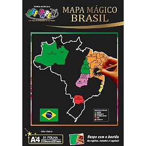 Mapa do Brasil A4 com Bastão - Descubra as Regiões de Forma Divertida