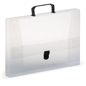 Maleta Plástica com ALÇA Ofício 4CM Transparente