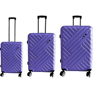 Conjunto de Mala de Viagem Fortaleza ABS 360º com 3 Peças Roxo (P/M/G)