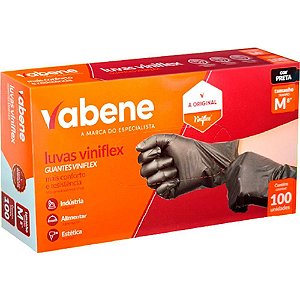 Luva Viniflex M Preta CX com 100