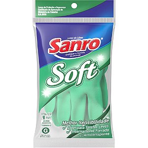 Luva para Limpeza SOFT Grande Verde Látex Flocado e Antiderrapante