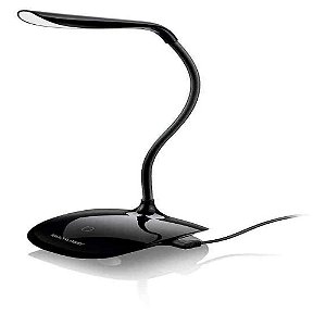 Luminária LED Mesa 3 Niveis LUZ USB Preta