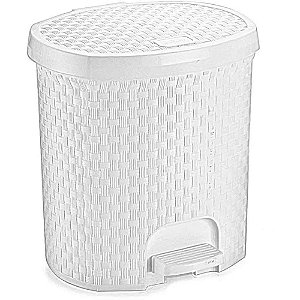 Lixeira Rattan Branca 6L